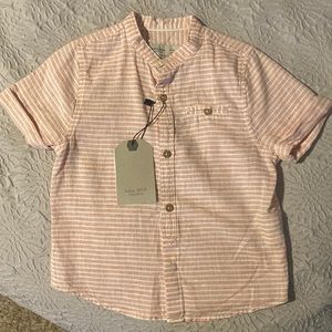 NWT Zara Boys short sleeved button down - peach stripes